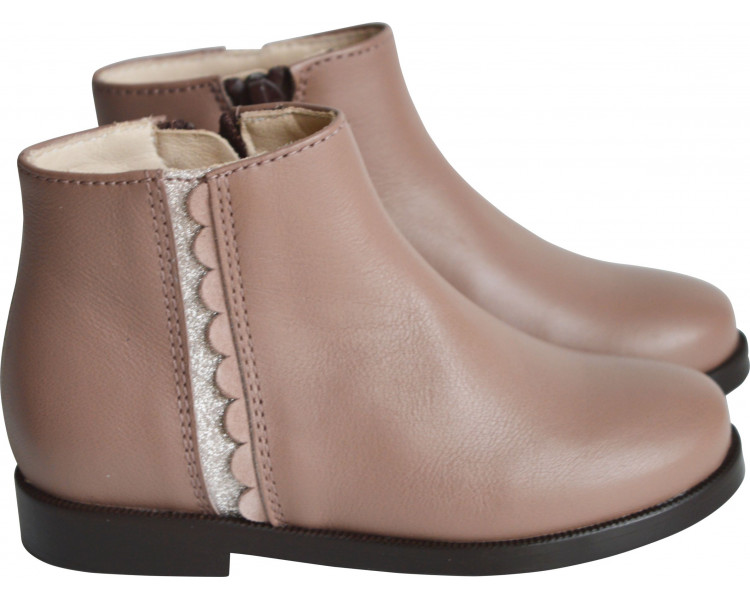 Boots bande pailletée - cuir Rose Boots bande pailletée - cuir Rose