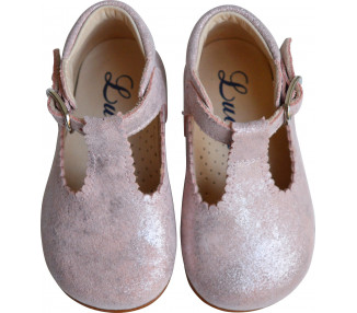 Bottillons Salomés bébés filles rose irisé