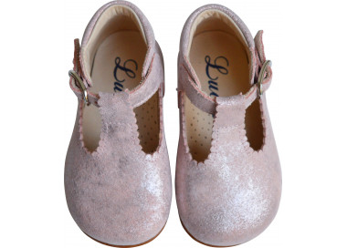 Bottillons Salomés bébés filles rose irisé