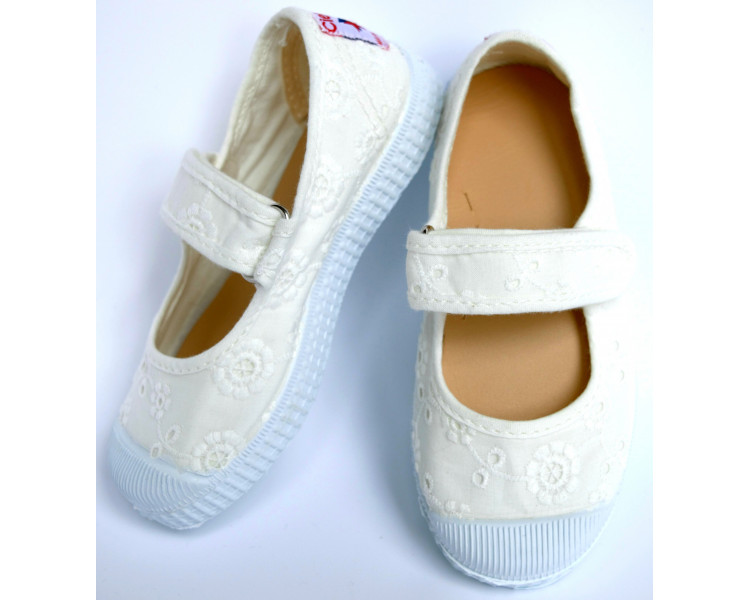 BLANC brodé-Babies velcro