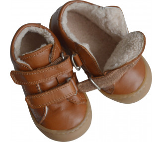 Chaussures Bébé fourrées SCRATCH SOUPLES Max - cuir CAMEL