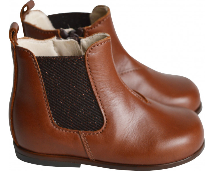 Boots Bottines SOUPLES élastique - cuir COGNAC