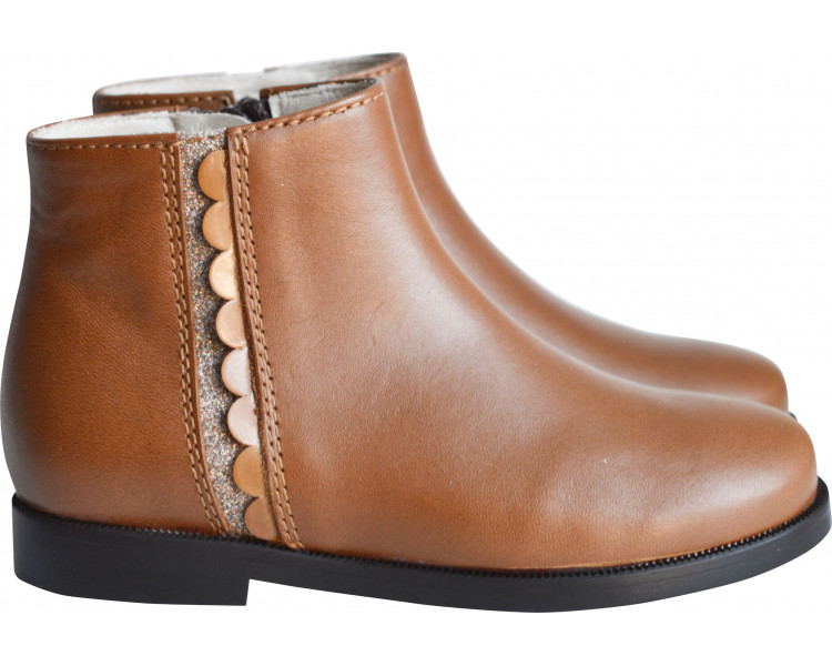 Boots RESISTANTES- cuir camel/bande pailletée Boots RESISTANTES- cuir camel/bande pailletée