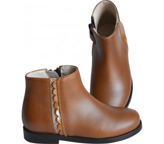 Boots RESISTANTES- cuir camel/bande pailletée