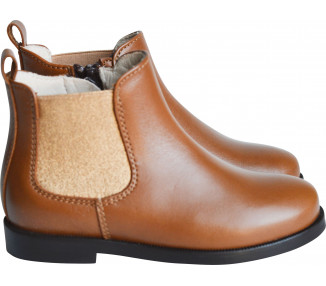Boots bottines fille RESISTANTES élastique - cuir camel or