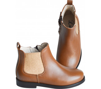 Boots bottines fille RESISTANTES élastique - cuir camel or