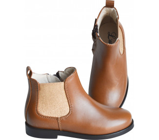 Boots cuir bébé fille élastiqués - camel, Chaussures