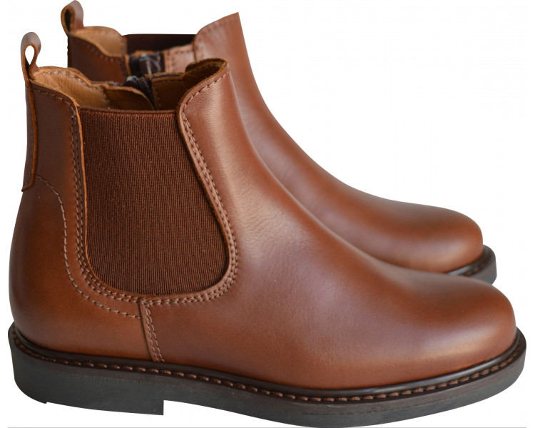 Boots bottines RESISTANTES élastique - cuir COGNAC