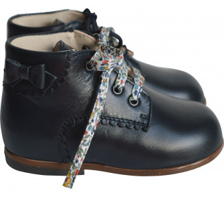 Chaussures Bottillons SOUPLES Clarence noeud - cuir MARINE
