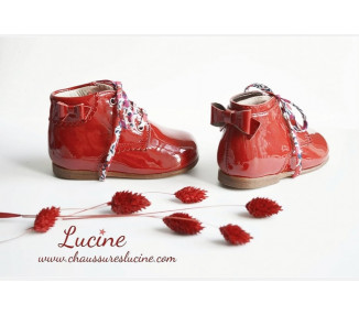 Chaussures bébé Bottillons fille Albertine - cuir vernis ROUGE