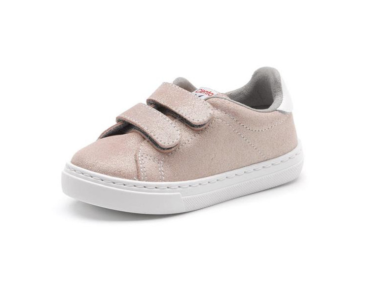 Baskets cuir VELCRO - VIEUX ROSE irisé