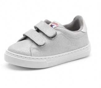 Baskets cuir VELCRO - ARGENT