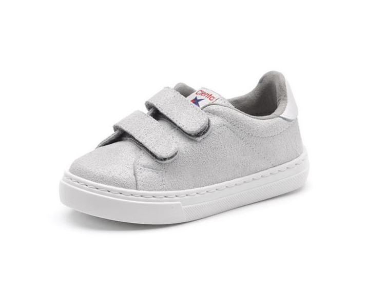 Baskets cuir VELCRO - ARGENT