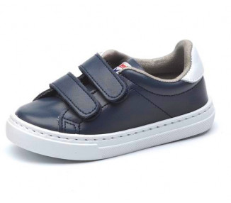 Baskets VELCRO - cuir MARINE