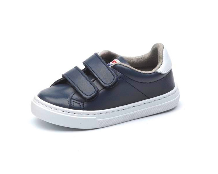 Baskets VELCRO - cuir MARINE