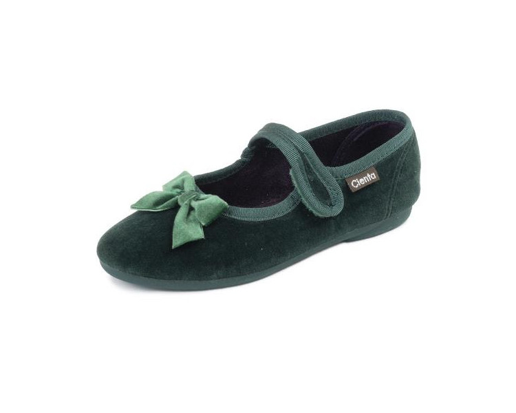 PANTOUFLES velcro NOEUD - velours vert t23-31