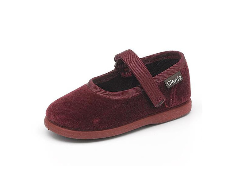 PANTOUFLES velcro - velours bordeaux t21-23