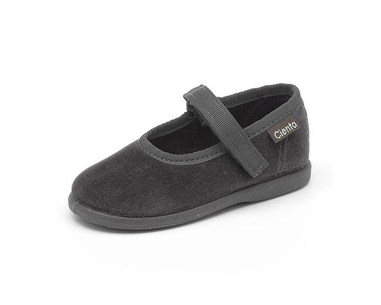 PANTOUFLES velcro - velours gris t20-23