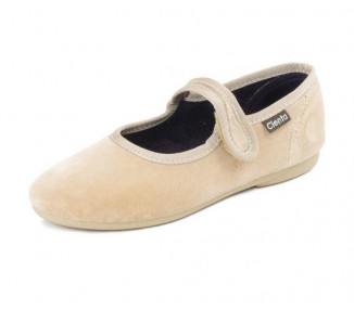 PANTOUFLES velcro - velours beige t23-39