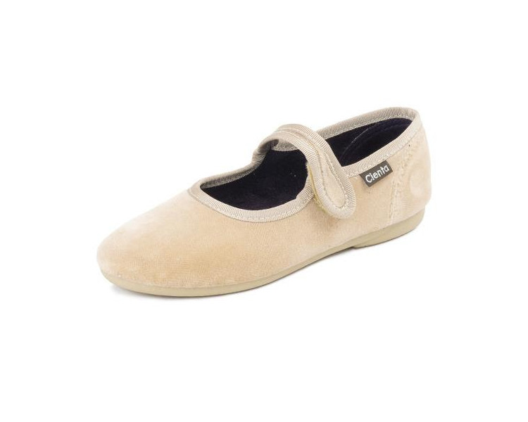 PANTOUFLES velcro - velours beige t23-39 PANTOUFLES velcro - velours beige t23-39