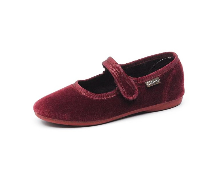 PANTOUFLES velcro - velours bordeaux t23-38