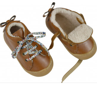 Bottillons bébé fille en cuir fourré laine douce et chaude