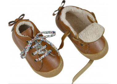 Bottillons bébé fille en cuir fourré laine douce et chaude