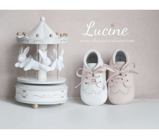 Chaussons bébé SOUPLES antidérapants Mini-Adonis - cuir ROSE pâle