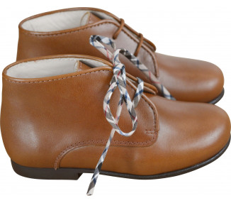 Chaussures bottillons bottines enfant à lacets Arthurius épurés - cuir CAMEL
