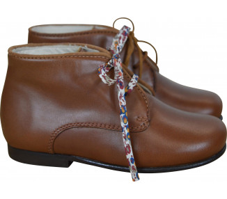 Chaussures montantes pour enfants en cuir cognac