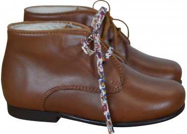 Chaussures montantes pour enfants en cuir cognac
