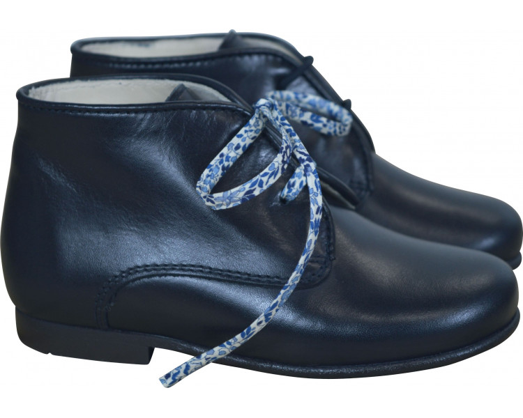 Chaussures montantes à lacets pour bébé et enfant fille et garçon en cuir bleu marine Chaussures montantes à lacets pour bébé et enfant fille et garçon en cuir bleu marine