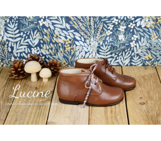Chaussures montantes en cuir doublé cuir de qualité pour enfants