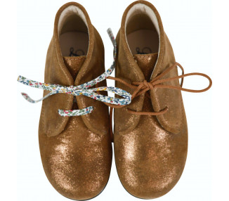 Chaussures bottillons bottines enfant à lacets Arthurius épurés - cuir CAMEL irisé