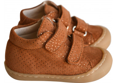 Bottillons souples pour bébés fille en cuir à pois irisés