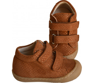 Chaussures Bébé SCRATCH SOUPLES Max - cuir Camel pois irisé