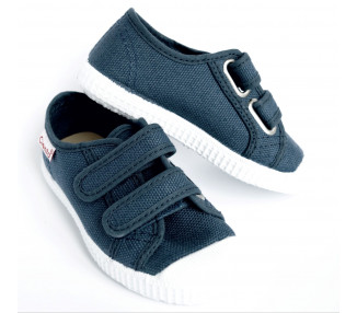 Chaussures baskets tennis en TOILES SCRATCHS - BLEU Navy