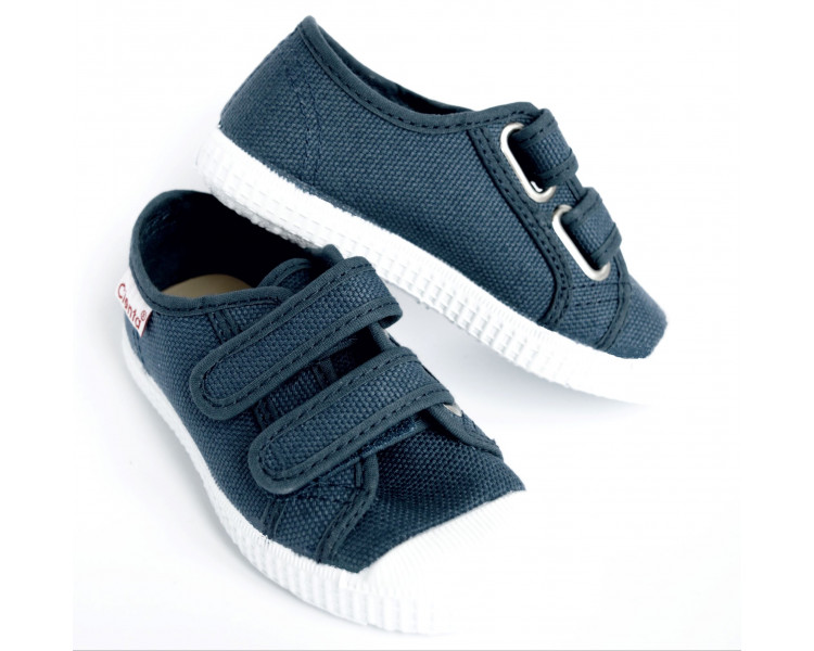 Chaussures baskets tennis en TOILES SCRATCHS - BLEU Navy