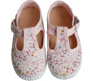 Chaussures Sandales en TOILES Salomé BEBE - FLEURS - ROSE pâle