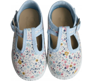 Chaussures Sandales en TOILES Salomé BEBE - FLEURS - Bleu ciel