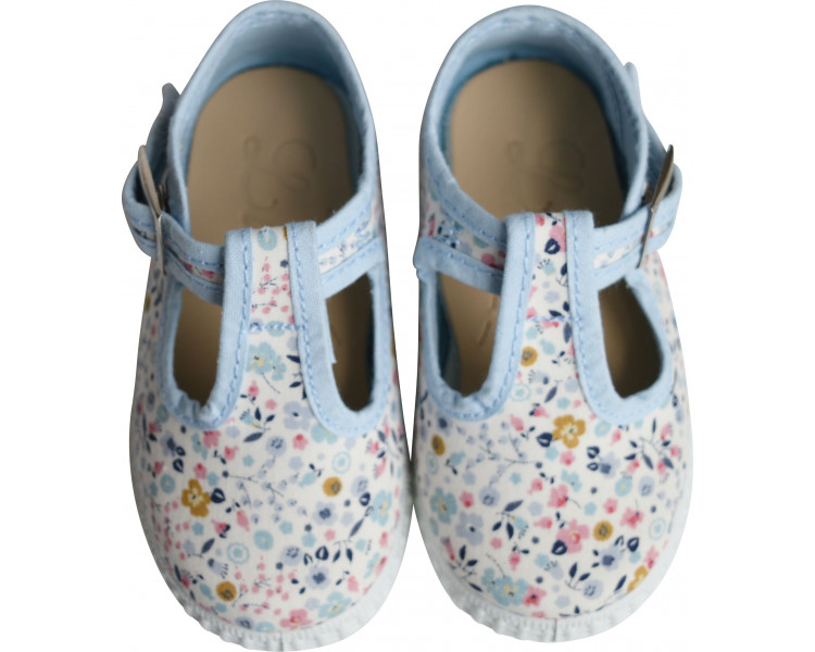 Chaussures Sandales en TOILES Salomé BEBE - FLEURS - Bleu ciel