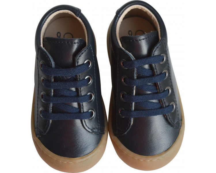 Chaussures Bébé SOUPLES Max lacets - cuir MARINE