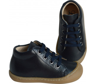 Chaussures Bébé SOUPLES Max lacets - cuir MARINE