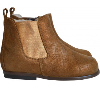 Boots pour bébé en cuir souple et confortable camel irisé