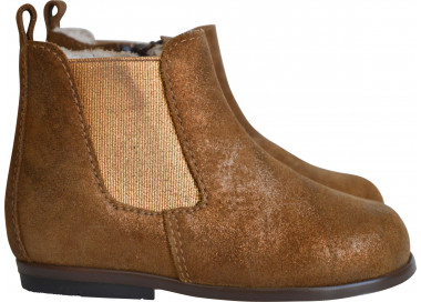 Boots pour bébé en cuir souple et confortable camel irisé