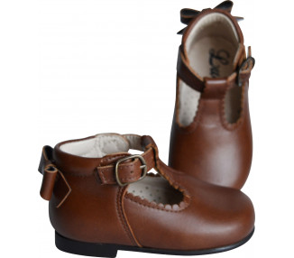 Chaussures bébé Bottillons Salomé fille Albertine - cuir Cognac