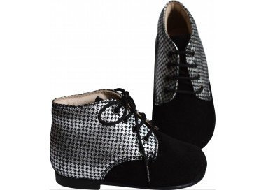 Bottillons montants à lacets pour bébé fille en cuir confortable
