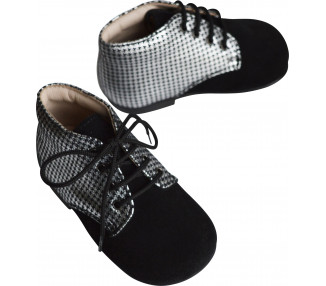 Chaussures bottillon fille à lacets Gaïa - cuir Noir et argent