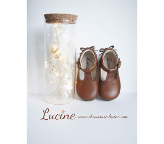 Chaussures bébés filles en cuir avec noeud arrière, élégantes et confortables