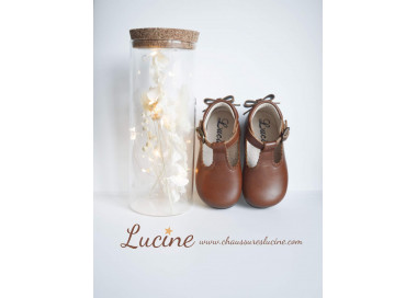 Chaussures bébés filles en cuir avec noeud arrière, élégantes et confortables
